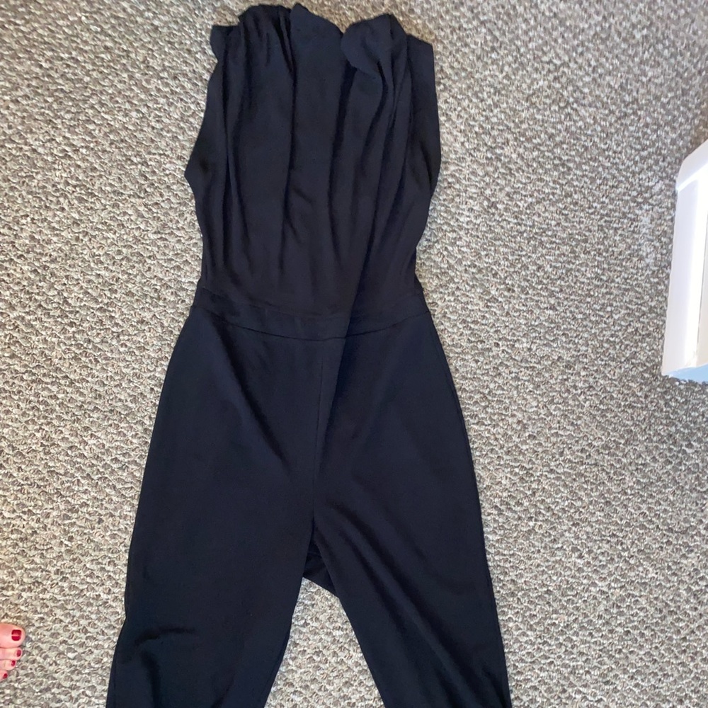 Express zip back drape neck cap sleeve jumpsuit- M